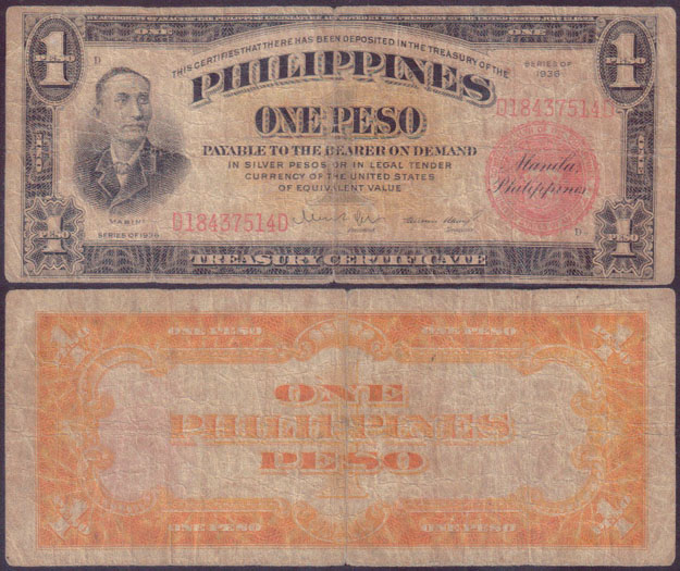 1936 Philippines 1 Peso L000239